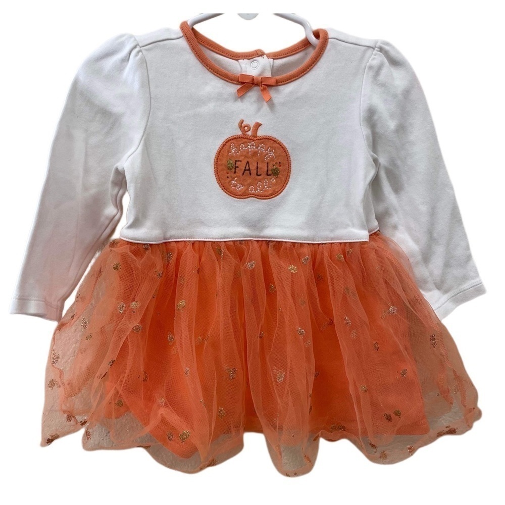 Witty Long Sleeve Size 2T White and Orange Dress